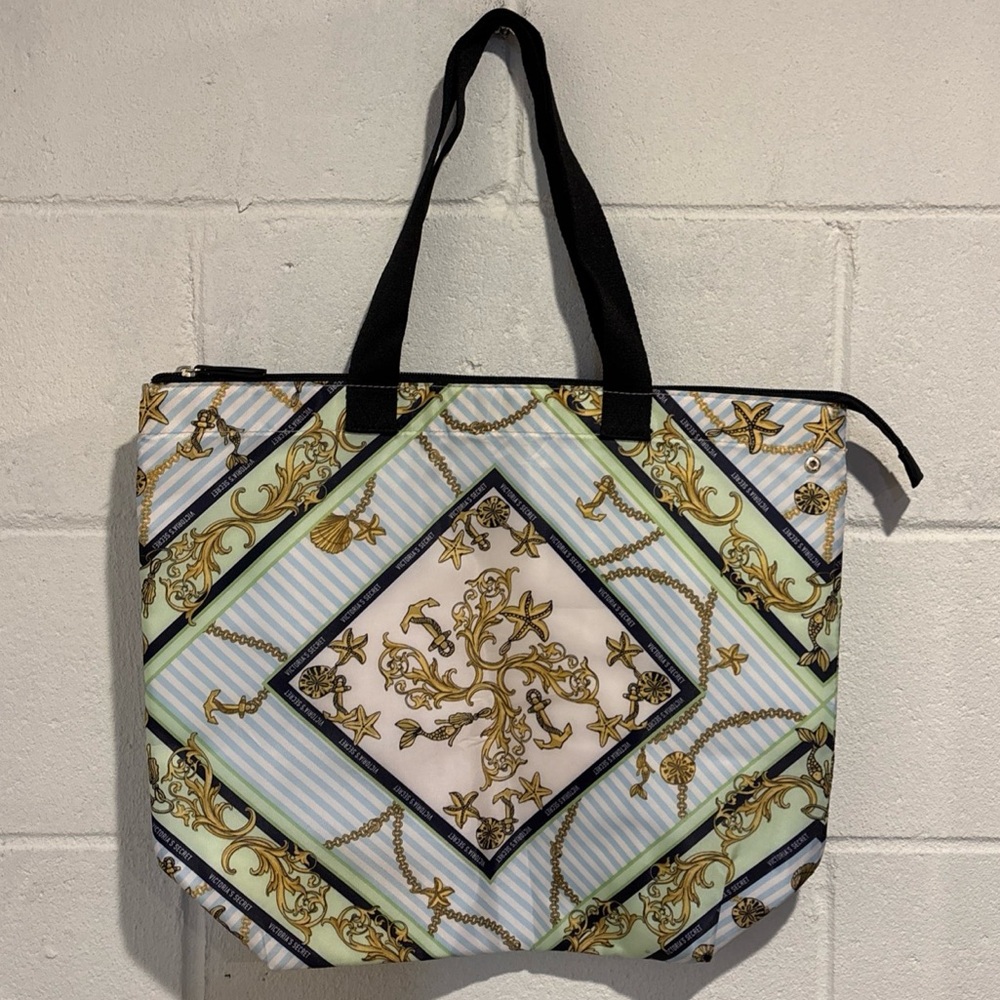 Victories Secret insulated tote cooler bag blue gold large